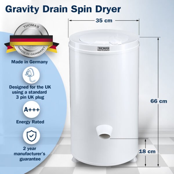 Thomas 2800SD 4.5KG Gravity Drain Spin Dryer - Image 2
